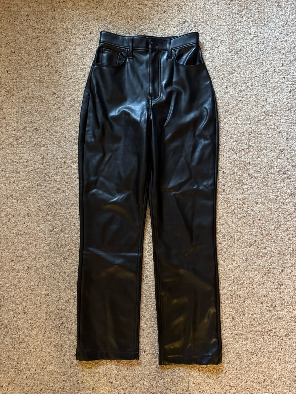 Abercrombie & Fitch Black Vegan Leather Straight Leg Pants